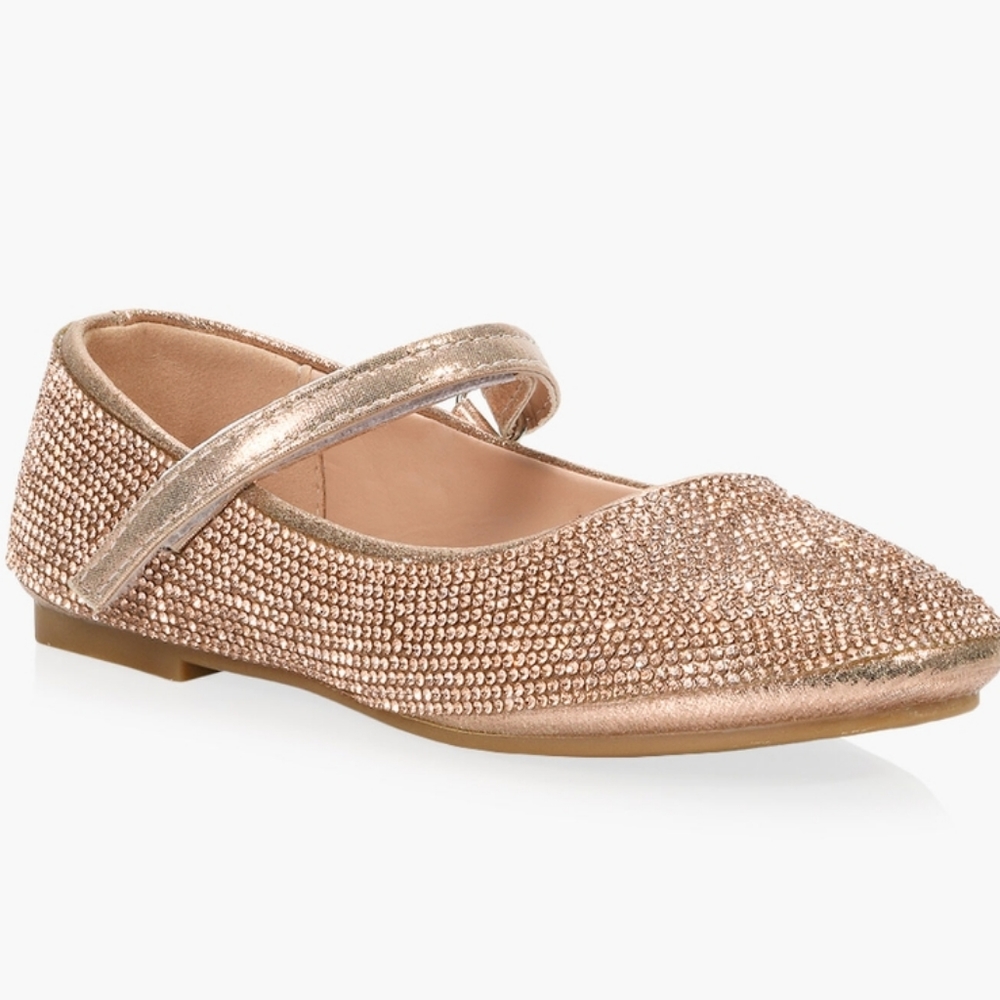 Nanette lepore rhinestone rose gold ballet slippers dress shoes 1.5 2